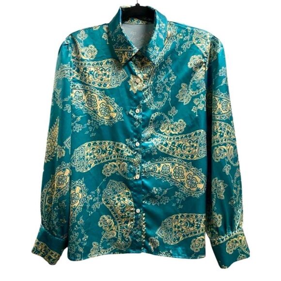 Tops - Blouse- Paisley & Floral Collared Dress Shirt